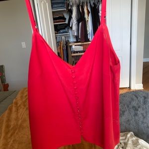 Madewell red silk button up tank